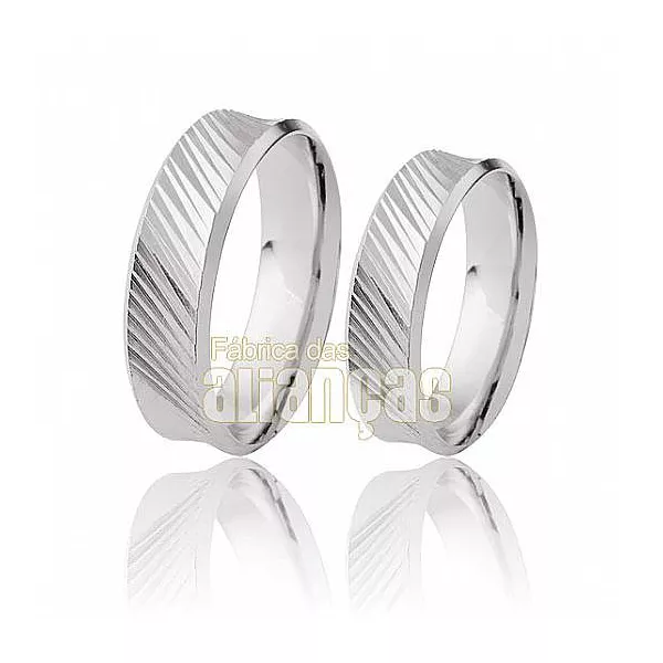 Alianças em Prata Diamantadas - FA-AG-61 - Fábrica das Alianças