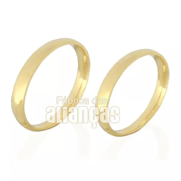 Par De Alianças Anatomicas De Ouro 18k - FA-128 - Fábrica das Alianças