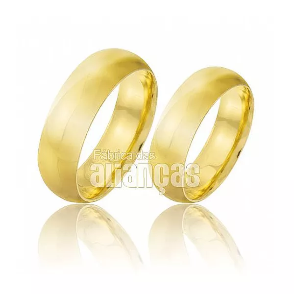 Par De Alianças De Ouro 18k Com 15,00 Gramas Confortaveis Anatomicas - FA-143 - Fábrica das Alianças