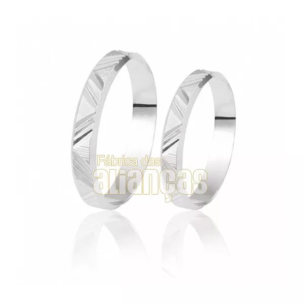 Alianças De Noivado e Casamento Em Ouro Branco 18k 0,750 Fa-181-b - FA-181-B - Fábrica das Alianças