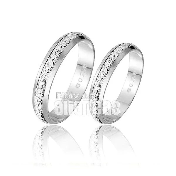 Alianças De Noivado e Casamento Em Ouro Branco 18k 0,750 Fa-224-b - FA-224-B - Fábrica das Alianças