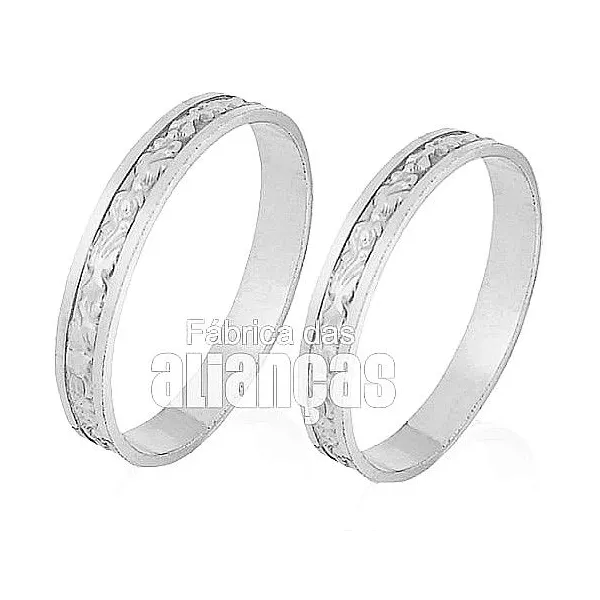Alianças De Noivado e Casamento Em Ouro Branco 18k 0,750 - FA-225-B - Fábrica das Alianças