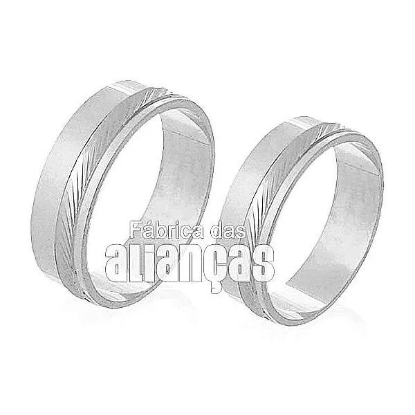 Alianças De Noivado e Casamento Em Ouro Branco 18k - FA-226-B - Fábrica das Alianças