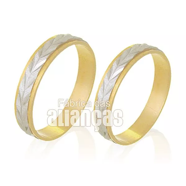 Alianças para Bodas de Prata em Ouro Amarelo 18k - FA-228 - Fábrica das Alianças