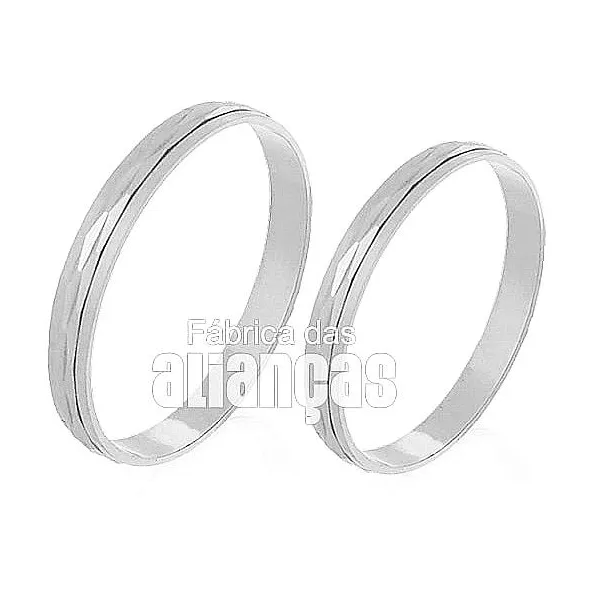 Alianças de Bodas de Prata Baratas em Ouro Branco - FA-231-B - Fábrica das Alianças