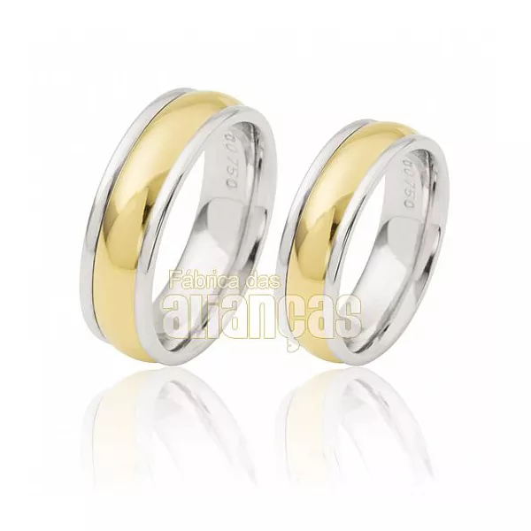Alianças De Noivado e Casamento Em Ouro Branco 18k 0,750 Fa-260 - FA-260 - Fábrica das Alianças