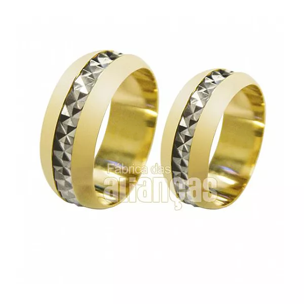 Alianças De Bodas Em Ouro Amarelo 18k - FA-262 - Fábrica das Alianças