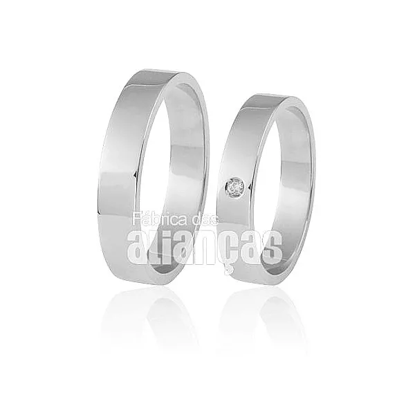 Aliança De Noivado e Casamento Em Ouro Branco 18k 0,750 Fa-297-b - FA-297-B - Fábrica das Alianças