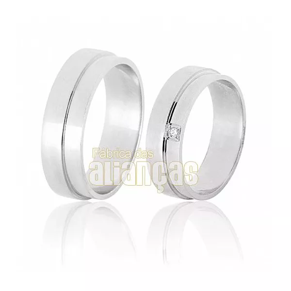 Aliança De Noivado e Casamento Em Ouro Branco 18k 0,750 Fa-384-b - FA-384-B - Fábrica das Alianças
