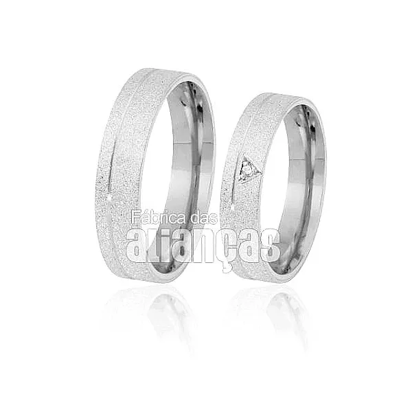 Aliança De Noivado e Casamento Em Ouro Branco 18k 0,750 Fa-386-b - FA-386-B - Fábrica das Alianças