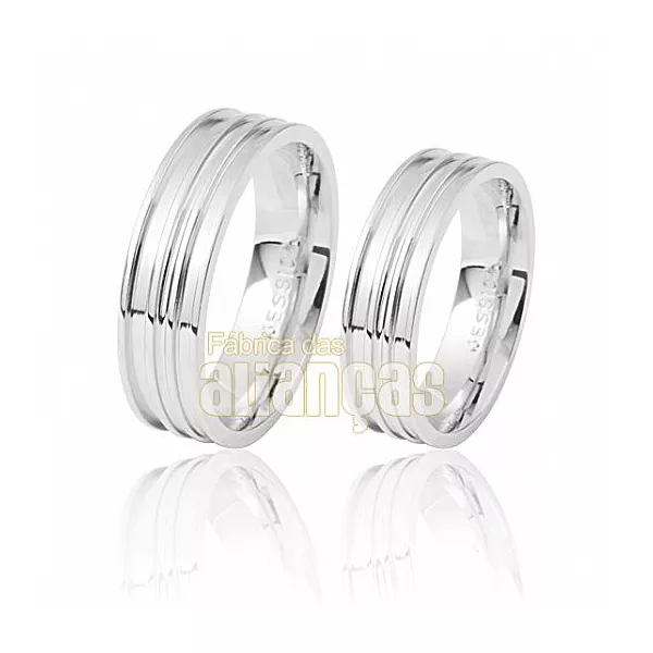 Alianças De Noivado e Casamento Em Ouro Branco 18k 