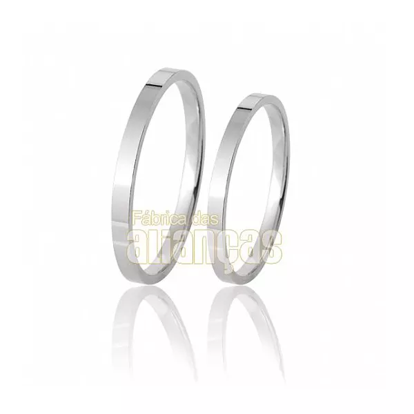 Alianças De Noivado e Casamento Em Ouro Branco - FA-45-B-10K - Fábrica das Alianças