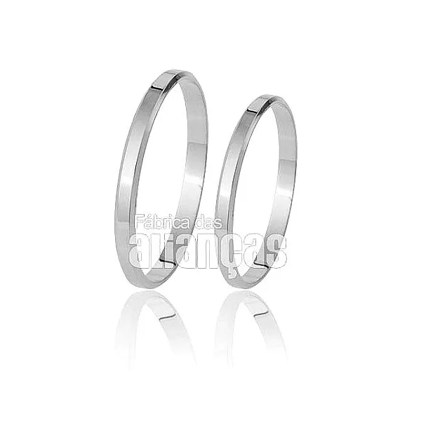 Alianças De Noivado e Casamento Em Ouro Branco 18k 0,750 - FA-56-B - Fábrica das Alianças
