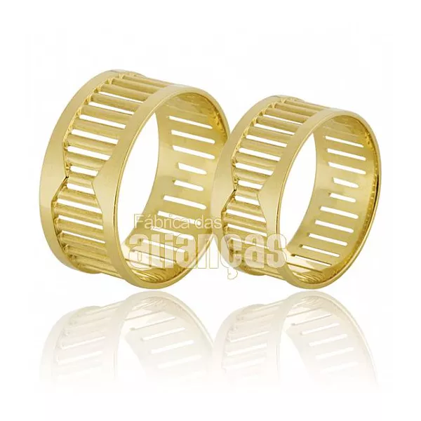 Alianças De Noivado e Casamento Em Ouro Amarelo 18k - FA-576 - Fábrica das Alianças