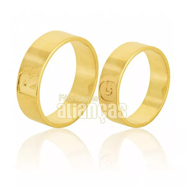Alianças De Noivado e Casamento Em Ouro Amarelo 18k - FA-589 - Fábrica das Alianças