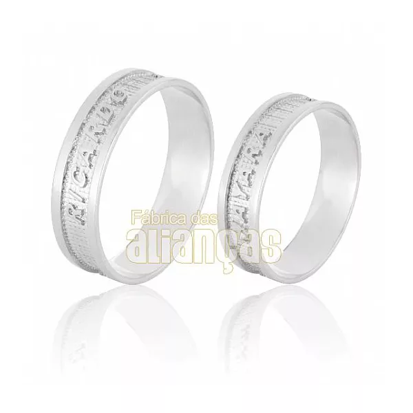 Alianças De Noivado e Casamento Em Ouro Branco 18k 0,750 Fa-604-b - FA-604-B - Fábrica das Alianças