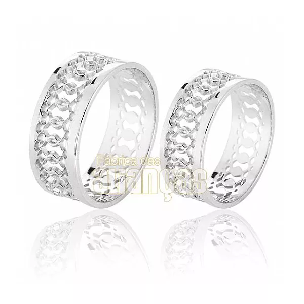 Aliança De Noivado e Casamento Em Ouro Branco 18k 0,750 Fa-610-b - FA-610-B - Fábrica das Alianças