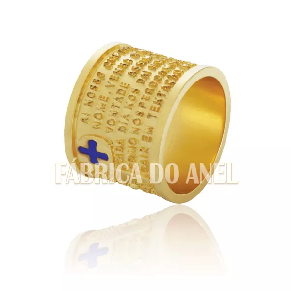 Aliança Com Oração Pai Nosso Em Ouro Amarelo - FA-645-10K - Fábrica das Alianças