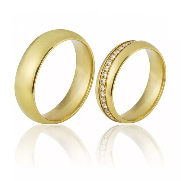 Alianças De Noivado e Casamento Em Ouro Amarelo 18k - FA-690 - Fábrica das Alianças