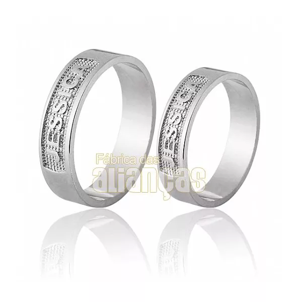 Alianças De Noivado e Casamento Em Ouro Branco 18k - FA-691-B - Fábrica das Alianças