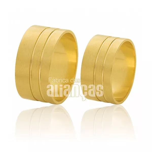 Alianças De Noivado e Casamento Em Ouro Amarelo 18k - FA-71 - Fábrica das Alianças