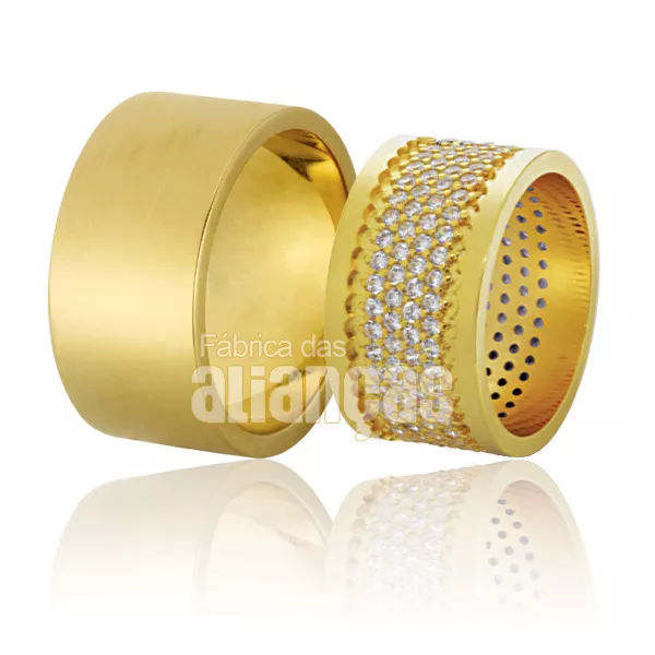 Alianças De Noivado e Casamento Em Ouro Amarelo 18k 0,750 - FA-781-Z - Fábrica das Alianças