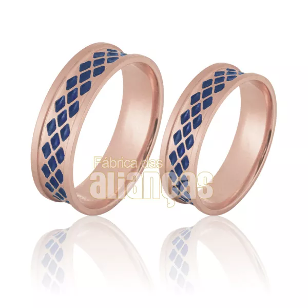 Aliança De Noivado e Casamento Em Ouro Rose - FA-758-R-10K - Fábrica das Alianças