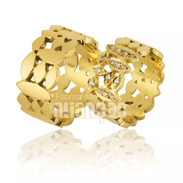 Alianças De Noivado e Casamento Em Ouro Amarelo 18k 