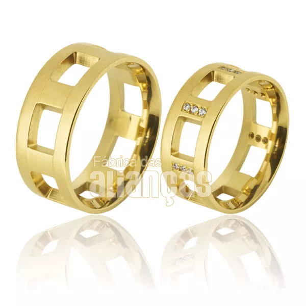 Alianças De Noivado e Casamento Em Ouro Amarelo 18k 