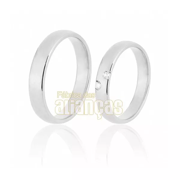 Alianças De Noivado Ouro Branco 18k Com Diamantes