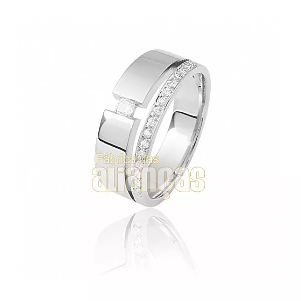 Aparador Para Aliança De Noivado e Casamento Em Ouro Branco 18k 0,750 Fa-809-u-b - FA-809-U-B - Fábrica das Alianças