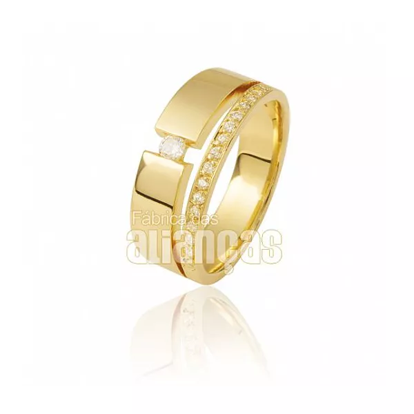 Aparador Para Aliança De Noivado e Casamento Em Ouro Amarelo 18k 0,750 Fa-809 - FA-809 - Fábrica das Alianças
