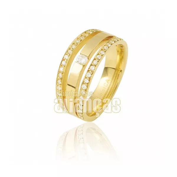 Aparador Para Aliança De Noivado e Casamento Em Ouro Amarelo 18k 0,750 Fa-810 - FA-810 - Fábrica das Alianças