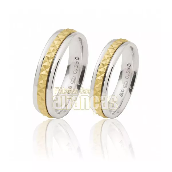 Aliança De Ouro Branco e amarelo 18k
