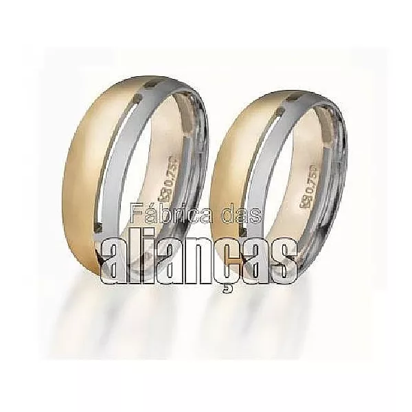 Aliança De Casamento Em Duas Cores - FA-87 - Fábrica das Alianças