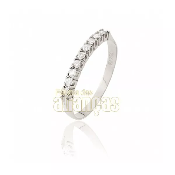 Meia Aliança Com Diamantes Em Ouro Branco 18k 0,750 Fa-ma-01-b