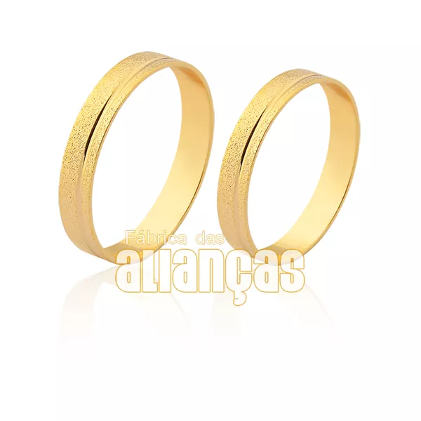 Alianças De Noivado e Casamento Em Ouro 18k - FA-1547 - Fábrica das Alianças