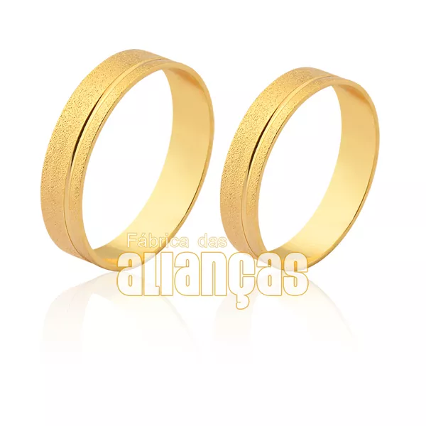 Lindas Alianças De Noivado e Casamento Em Ouro Amarelo - FA-1549-10K - Fábrica das Alianças