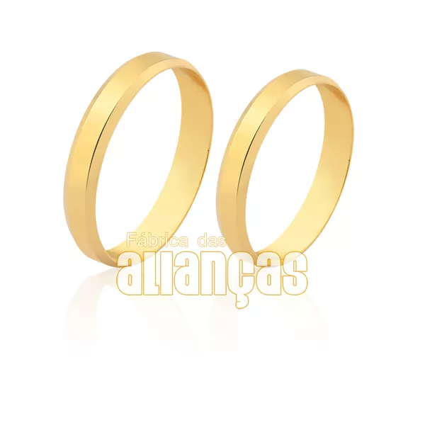 Alianças De Casamento Em Ouro - FA-1615-V - Fábrica das Alianças