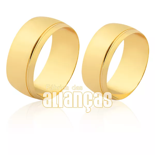 Par De Alianças De Ouro 18k - FA-1854 - Fábrica das Alianças