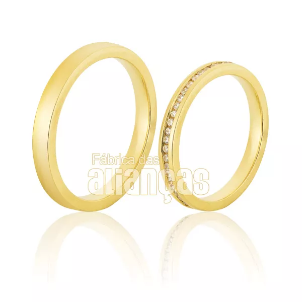 Par De Alianças De Ouro Amarelo 18k