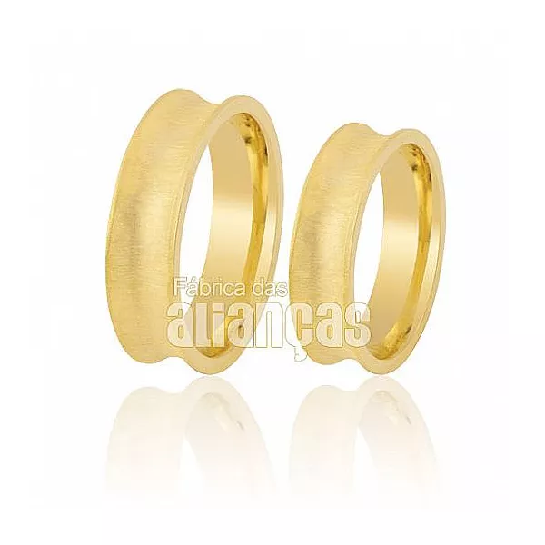 Alianças De Noivado e Casamento Em Ouro Amarelo 18k - FA-405 - Fábrica das Alianças