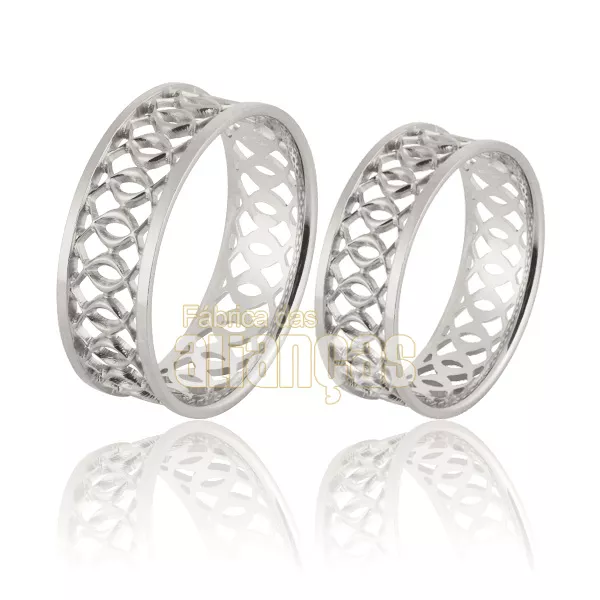 Alianças De Noivado e Casamento Em Ouro Branco 18k 0,750 Fa-882-b - FA-882-B - Fábrica das Alianças