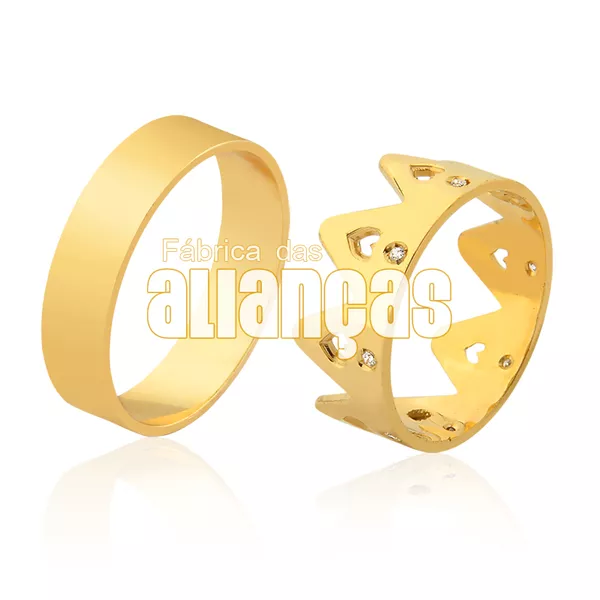 Alianças De Noivado e Casamento Em Ouro Amarelo 18k 