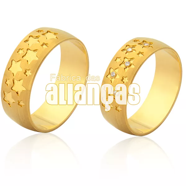 Alianças De Noivado e Casamento Em Ouro Amarelo 18k 