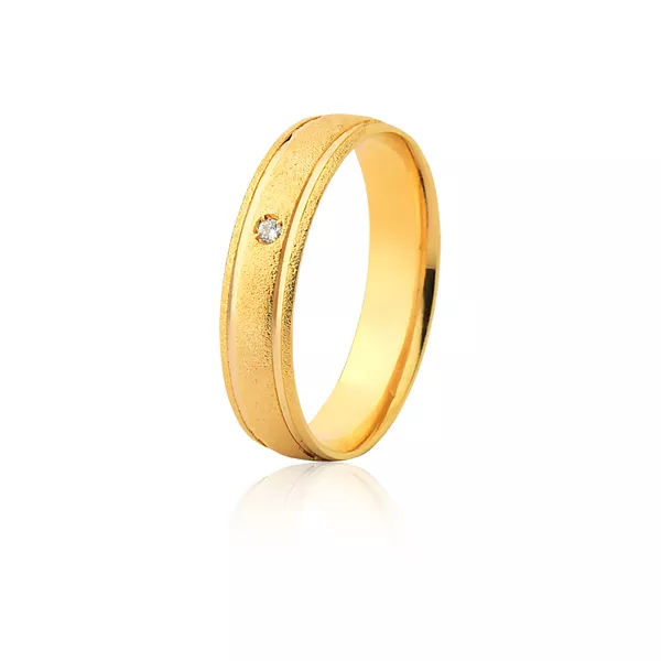 Aliança 01 Diamante 0,01pontos Ouro Amarelo 18k (5,00mm) - FA-1170-f-unit - Fábrica das Alianças