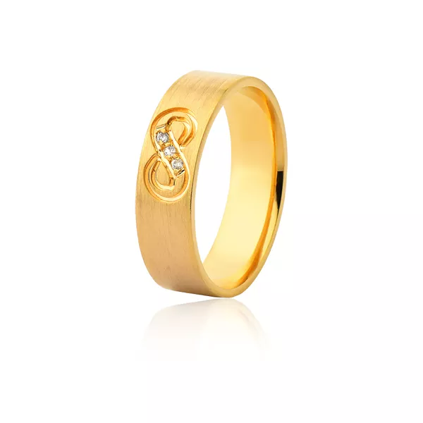 Aliança 03 Diamantes 0,075pontos Ouro Amarelo 18k (6,00mm) - FA-1079-f-unit - Fábrica das Alianças