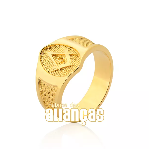 Anel Masculino De Maçonaria Em Ouro Amarelo 18k 0,750 A-12