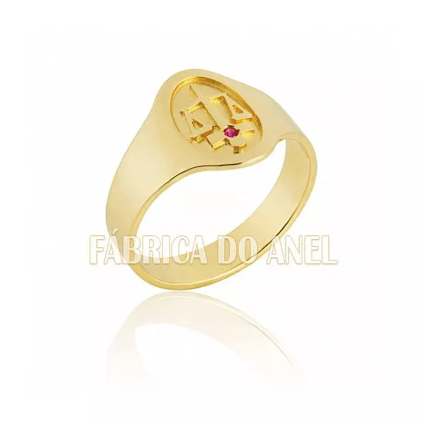 Anel De Formatura Em Ouro Amarelo 18k 0,750 Fa-622-n