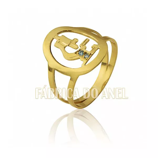Anel De Formatura De Biologia Em Ouro Amarelo 18k 0,750 Fa-bio-06 - FA-BIO-06 - Fábrica das Alianças